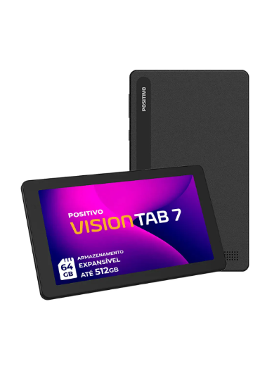 Tablet Positivo Vision TAB 7 — Octa-Core 3GB RAM 64GB, Tela 7" IPS, Android 14